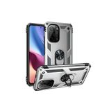 HEPTEKİLETİŞİM Xiaomi Poco F3 ile Uyumlu Tank Zırh Yüzüklü Mıknatıslı Standlı Kılıf, Gri