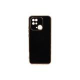 HEPTEKİLETİŞİM Xiaomi Redmi 10C ile Uyumlu Kılıf, Parlak Kenarlı Altın Işlemeli, Kamera Korumalı Kapak, Siyah