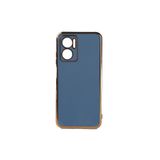 HEPTEKİLETİŞİM Xiaomi Redmi Note 11e ile Uyumlu Kılıf, Parlak Altın Kenarlı, Kamera Korumalı, Mavi