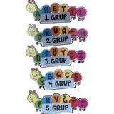 Heptex 1.Sınıf Harf Grupları Ahşap Pano 1 Adet 44cm x 16cm Eğitici Renkli Tasarım - Çoklu