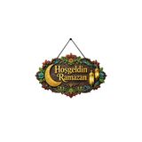 heptex Hoşgeldin Ramazan Ahşap Üzeri Uv Baskı Kapı Süsü