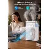HEPU Glr HR001 Beyaz Buzlu Vantilatör Mini Fan 5 Spreyli Su Püskürtmeli 600 ML Buhar Makinesi Nemlendiric