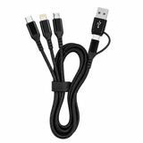 HEPU HP-13 3in1 Çoklu Hızlı Şarj Kablosu – Lightning Type-C & Micro USB Çıkışlı Örgülü Kumaş Kablo Ev Araç ve Ofis Uyumlu (1.2 Metre)