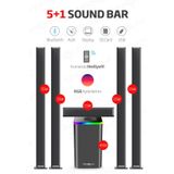 HEPU HP- 5+1 Soundbar Ev Sinema Sistemi Stereo Hd Ses Kalitesi Rgb Kablolu 45W AMFİ 15WX5 SOUNDBAR TV04
