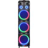 HEPU HP-912 Büyük Boy 150W RMS 3x12” PartyBox Bluetooth Hoparlör | RGB Işıklı | 2 Kablosuz Mikrofon - Plastik
