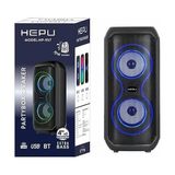 Hepu HP-957 Tws Uyumlu 10W Çift Hoparlörlü Dinamik Mavi LED Işıklı Taşınabilir Bluetooth Hoparlör