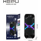 Hepu HP-960 Rgb Işıklı 2x4'' 2X10CM Bluetooth USB Müzik Kutusu - Renkli