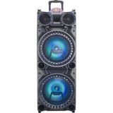 Hepu HP-973 Bluetooth Süper Bass Parti Hoparlör – 2X10” Woofer, Rgb Işık, Kablosuz Mikrofon, Şarjlı - Gri