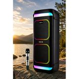 Hepu HP-986 24W Taşınabilir Partybox Hoparlör - Çift 8" Speaker Işıklı, Mikrofonlu, TWS Destekli Ses Sistemi