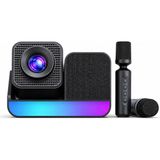 HEPU HP-SP01 – 3’ü 1 Arada Ev Sineması & Karaoke Projeksiyon (2 Mikrofon + Hoparlör Entegre) - Siyah