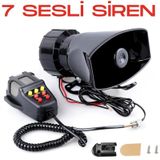 Her Araca Uyumlu 7 Sesli Güçlü Siren Korna Mikrofonlu Megafonlu 12V Polis Sireni 100W
