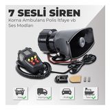 Her Araca Uyumlu Universal 7 Sesli Polis Sireni