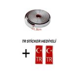 Her Araca Uyumlu Yapışkanlı Nikelaj Şerit Bant Çıta 18mm 5 Metre Krom + Tr Sticker li