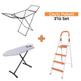 Her Eve Lazım 3'lü Set-Kanat Crown Ütü Masası, Kanat Pro Çamaşır Kurutmalık, Rita Colorful Merdiven