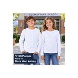HER ŞEY NOTA www.herseynota.com Beyaz Uzun Kollu Düz Tişört Baskısız Desensiz Basic Günlük Giyim ve Okul Modeli