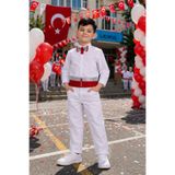HER ŞEY NOTA www.herseynota.com Erkek Çocuk Kuşaklı Papyonlu Beyaz Gömlek Pantolon Takım Okul Bayram Etkinlik 5-13 Yaş