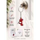 HER ŞEY NOTA www.herseynota.com Kırmızı Hareketli Tekerlekli Vespa Anahtarlık Unisex Metal Anahtarlık