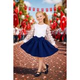 HER ŞEY NOTA www.herseynota.com Kız Çocuk Etekli Takım Lacivert 5-13 Yaş Okul Etkinlik Kıyafeti