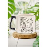"her Soul Is Made Of Wildflower" Yaban Çiçeği Ruhu Doğum Günü Hediye Siyah Kulplu Kupa Bardak