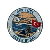 "Her Türk Asker Doğar." Asker Patch Arma 9.5 Cm 3D, Yeni Model Tip Cırtlı