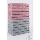 HERA 12’li 6 ADET GRİ-6 ADET GÜLKURUSU 30X50 CM PAMUKLU MUTFAK HAVLUSU