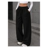Hera Moda Kadın Siyah Gabardin Cepli Yıkalı Keten Pantalon