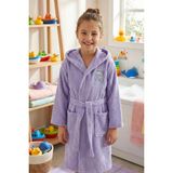 Hera Textile Çocuk Bornozu Pamuklu Kapüşonlu Lila 13-18 Yaş Unisex-Kız-Erkek Kemerli Yunus Nakışlı Genç Bornoz - 15 - 16 Yaş