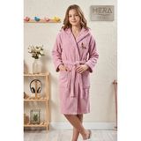 Hera Textile Çocuk Bornozu Pamuklu Kapüşonlu Pembe 13-18 Yaş Unisex-Kız-Erkek Kemerli Kelebek Nakışlı Genç Bornoz - Gülkurusu - 17 - 18 Yaş