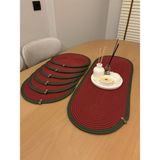 Herakles 6 Adet Supla+Runner Set 33 cm -Amerikan Servis Hasır (Kırmızı Yeşil) - 0,5 x 9 cm - Çok Renkli