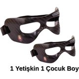 Heraldis 2 Adet Karbon Desenli Fanatik Yetişkin, Çocuk Paketi Göz Osimen Maskesi C