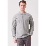 Herba Polo Sweat Erkek Uzun Kollu Pamuklu Sweatshirt Iş ve Günlük Kullanım Için - Gri Melanj