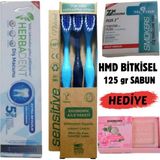 Herbadent Bitki Özlü Diş Macunu-Diş Beyazlatma Tozu-3'lü Diş Fırça-125 gr Hmd Sabunu Hediye