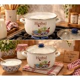 Herbal Emaye Tencere 5 Litrelik 24 cm Çap Süt Yoğurt Çorba Tenceresi
