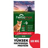 HerbaMax Ekstra Protein Desteği Sayesinde Bünyeyi Güçlendiren Formüllü - Kuzu Etli Yetişkin Kedi Maması 10kg