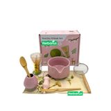 Herbarius 8 Parça Mat Pudra Pembe Renk Matcha Çayı Hazırlama Seti - Geleneksel Japon Matcha Seti