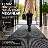 Herbert Weber Matte Kapı Önü Rulo Paspas 100 cm Eninde Nem Alıcı Paspas Yolluk - Gri - 100 x 250 cm