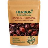Herboni Hibiskuslu Kuşburnu Çayı 150 G - Rosehip Hibiscus Tea, Doğal ve Katkısız - 1 Paket