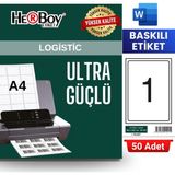 HERBOY HB-1001 199,6 x 289,1 mm A4 Baskılı Laser Etiket (50 Adet)