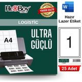 Herboy HB-1001 199,6 x 289,1 mm A4 Laser Etiket (25 Adet) - Baskısız