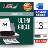 HERBOY HB-1003 210 x 99 mm A4 Baskılı Laser Etiket (100 Adet)