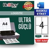 HERBOY HB-1004 99,1 x 139 mm A4 Baskılı Laser Etiket (200 Adet)