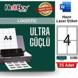 Herboy HB-1004 99,1 x 139 mm A4 Laser Etiket (25 Adet) - Baskısız