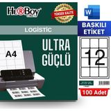 HERBOY HB-1012 63,5 x 72 mm A4 Baskılı Laser Etiket (100 Adet)