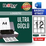 HERBOY HB-1012 63,5 x 72 mm A4 Baskılı Laser Etiket (50 Adet)