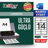Herboy HB-1014 99,1 x 38,1 mm A4 Baskılı Laser Etiket (100 Adet)