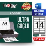 Herboy HB-1014 99,1 x 38,1 mm A4 Baskılı Laser Etiket (200 Adet)