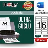 Herboy HB-1016 99,1 x 34 mm A4 Laser Etiket (50 Adet) - Baskısız