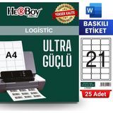 Herboy HB-1021 63,5 x 38,1 mm A4 Baskılı Laser Etiket (25 Adet)