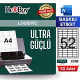 HERBOY HB-1022 50 x 22 mm A4 Baskılı Laser Etiket (50 Adet)