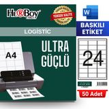 HERBOY HB-1024 64 x 34 mm A4 Baskılı Laser Etiket (50 Adet)